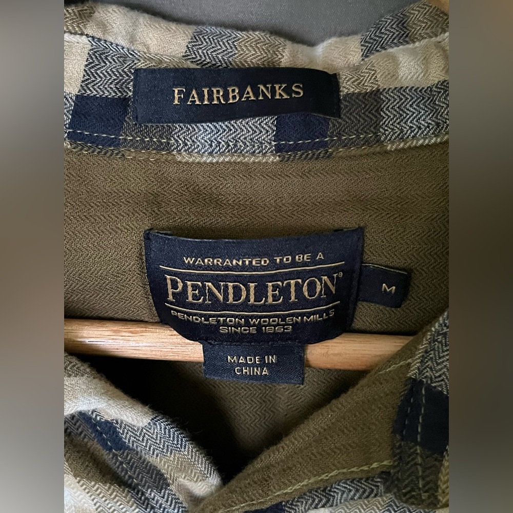 Pendleton Fairbanks Plaid Button Down Olive Green… - image 5